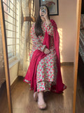 3 Piece - Khaddar Printed Peach Floral Dress